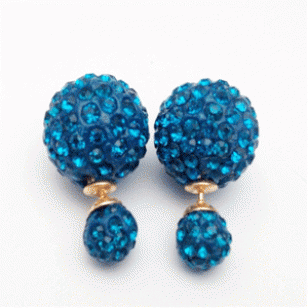 Oorbellen Dubbel Blauw Crystal